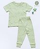 Cocoon Care Bamboo Cotton Wooven Half Sleeves Birds Printed Tee & Pajama Set - Sage Green Colour