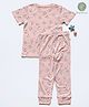 Cocoon Care Bamboo Cotton Woven Half Sleeves Animals Printed Tee & Pajama Set - Pink