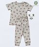 Cocoon Care Bamboo Cotton Woven Half Sleeves Animals Printed Tee & Pajama Set - Grey