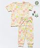 Cocoon Care Bamboo Cotton Woven Half Sleeves Smile Text With Rainbows Printed Tee & Pajama Set - Multi Colour