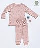 Cocoon Care Bamboo Cotton Woven Half Sleeves Animals Printed Tee & Pajama Set - Pink