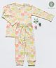 Cocoon Care Bamboo Cotton Woven Full Sleeves Smile Text With Rainbows Printed Tee & Pajama Set - Multi Colour