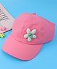 Babyhug Free Size Baseball Cap With Floral Applique - Pink
