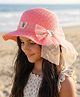 Pine Kids Straw Hat With Butterfly Applique Pink - Diameter 17 cm