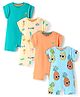 Bonfino 100% Cotton Knit Half Sleeves Rompers with Tropical Theme Print Pack of 4 - Multicolor