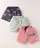 Mini Taurus Cotton Knit Shorts with Animal Print Pack Of 3 - Pink & Grey