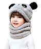 Priaansha Creation Fur Panda Designed Warm Hat & Scarf Set - Grey