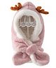 Priaansha Creation Fur Reindeer Horns Designed Winter   Cap - Pink