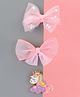 KIDLINGSS Set Of 3 Net Bow & Unicorn Hair Clips - Pink