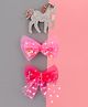 KIDLINGSS Set Of 3 Net Bow & Unicorn Hair Clips - Dark Pink