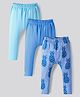 Bonfino 100% Cotton Knit Full Length Pineapple Printed Diaper Leggins Pack Of 3 - Blue