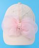 Babyhug Free Size Baseball Cap With Bow Applique - Off White