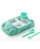Enorme Car Shape Snacks Tray Plate with 3 Compartments, 2 Spoons and 1 Glass, BPA Free Made with High Quality Plastic for Kids - Green