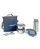 Varmora Homeware  SS Hot-N-Fresh Lunch Lunch Box for Office - Set of 3 - Lunch Bag & Flask Included -  Airtight & Leak-Proof