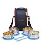Varmora SS Mini Xclusive Lunch Stainless Steel Lunch Box Set 4 Containers Insulated Lunch Bag Included - Blue