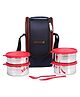 Varmora SS Mini Xclusive Lunch Stainless Steel Lunch Box Set 4 Containers Insulated Lunch Bag Included - Raspberry Pink