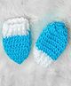 Knits & Knots Woollen Blend Colour Blocked Handmade Mittens - Blue & White