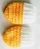 Knits & Knots Woollen Blend Colour Blocked Handmade Mittens - Yellow & White