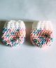 Knits & Knots Woollen Blend Abstract Design Handmade Mittens - Multi Colour & White