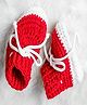 Knits & Knots Colour Blocked Handmade Booties With Laces - Red