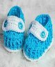 Knits & Knots Colour Blocked Handmade Booties With Front Strap - Blue