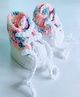 Knits & Knots Colour Blocked Handmade Booties With Laces - Multi Colour & White