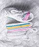 Knits & Knots Striped Handmade Booties With Laces - White & Pastel