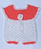 Knits & Knots Sleeveless Floral Designed Handmade Onesie - Peach & White
