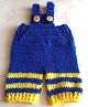 Knits & Knots Striped Handmade Dungaree - Navy Blue & Yellow