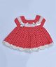 Knits & Knots Woollen Blend Sleeveless Colour Blocked Handmade Dress - Peach & White