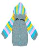Knits & Knots Woollen Blend Full Sleeves Striped Hooded Sweater - Grey & Multi Colour