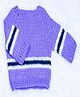 Knits & Knots Woollen Blend Full Sleeves Colour Blocked Sweater - Purple & Black