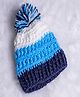 Knits & Knots Woollen Blend Colour Blocked Handmade Cap - White & Blue