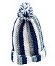 Knits & Knots Woollen Blend Striped Handmade Cap - White & Blue
