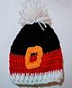 Knits & Knots Woollen Blend Colour Blocked Handmade Cap - Red & Black