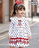 Babyhug Disney Single Jersey Knit Full Sleeves Frock Minnie Mouse Graphics & Frill Detailing - White