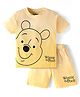 Babyhug Disney Single Jersey Knit Half Sleeves T-Shirt & Shorts Set With Winnie The Pooh Graphics & Ombre Effect - Yellow