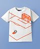 Pine Kids Cotton Knit Half Sleeves T-Shirt with Football Print - White