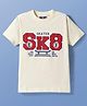 Pine Kids Cotton Knit Half Sleeves T-Shirt With Skate Theme Print - White