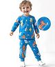 Babyoye 100% Cotton Interlock Knit Full Sleeves Eco Jiva Finish Co-ords Night Suit with Animal Print - Blue