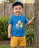 Babyoye 100% Cotton With Eco Jiva Finish Half Sleeves T-Shirt & Shorts Set With Giraffe & Bear Print - Blue