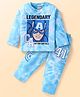 Babyhug Marvel Single Jersey Knit Full Sleeves T-Shirt & Lounge Pants Set With Avengers Graphics - Light Blue