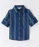 INFINITY Indigo Full Sleeves Stripes Shirt - Blue With Green