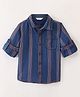 INFINITY Full Sleeves Stripes Shirt - Blue With Red