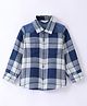 INFINITY Indigo Cotton Herringbone Twill Full Sleeves Checks Shirt- Navy With Green