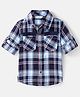 INFINITY Indigo Cotton Full Sleeves Checks Shirt- Navy With Red