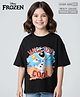 Pine Kids Disney Single Jersey Knit Drop Shoulder Oversized T-Shirt With Olaf Graphics - Black