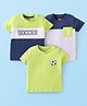 Babyhug Cotton Knit Half Sleeves T-Shirts with Soccer Print Pack of 3 - Lime Green & White