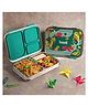 Basil Stainless Steel  3 Compartment Bento Lunch Box for Kids - Green Dino