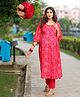 Aujjessa Cotton Three Fourth Sleeves Floral Printed Maternity Kurta With Concealed Zipper Nursing Access  Coral Red